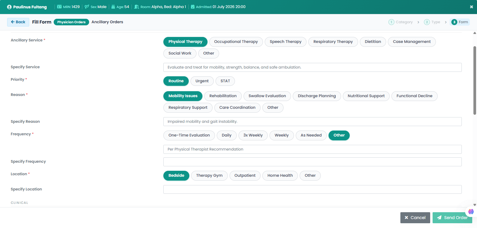 Provider Creates the Ancillary Order