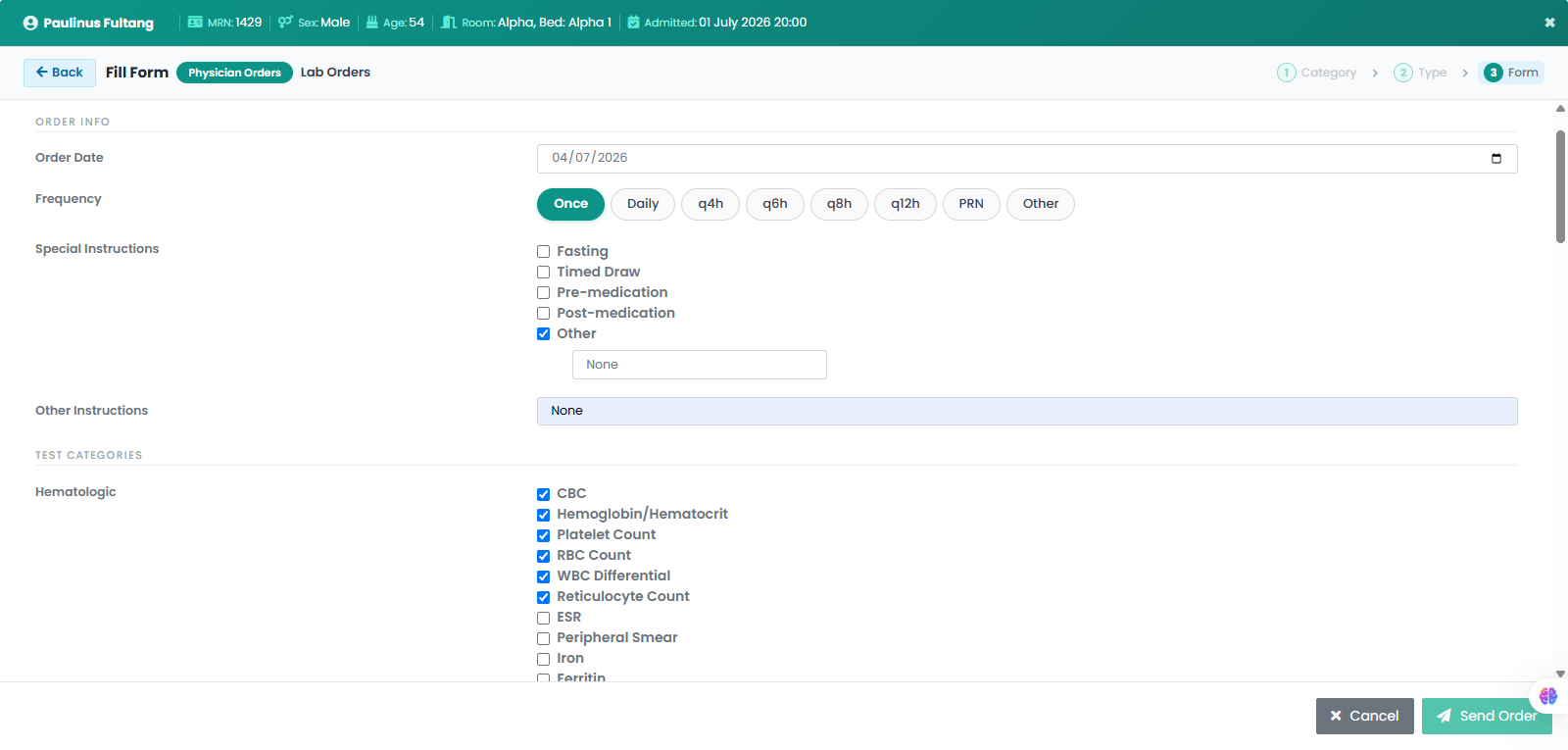 Provider Creates the Lab Order