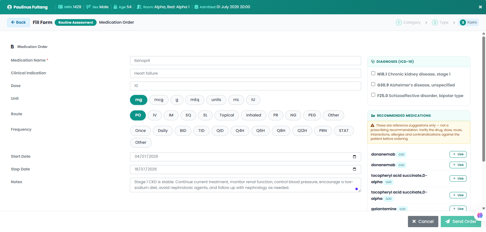 Provider Creates and Sends Medication Order