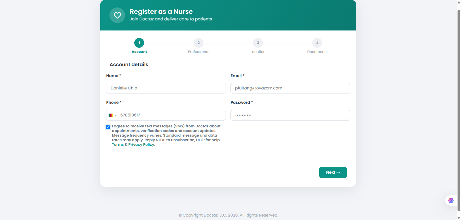 Enter Account Details