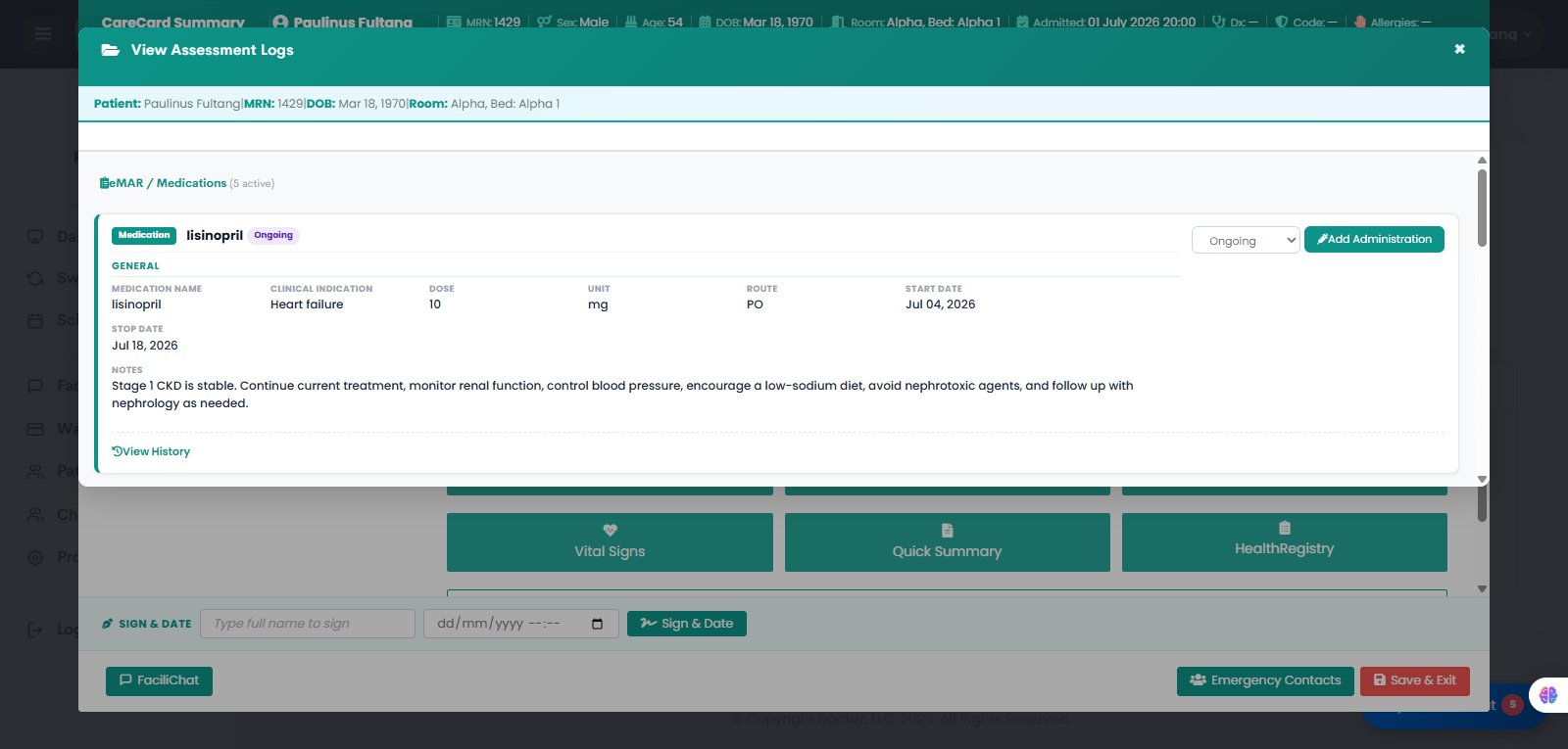 View Active Medication in eMAR