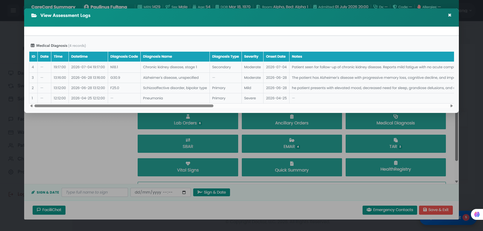 View Diagnosis History
