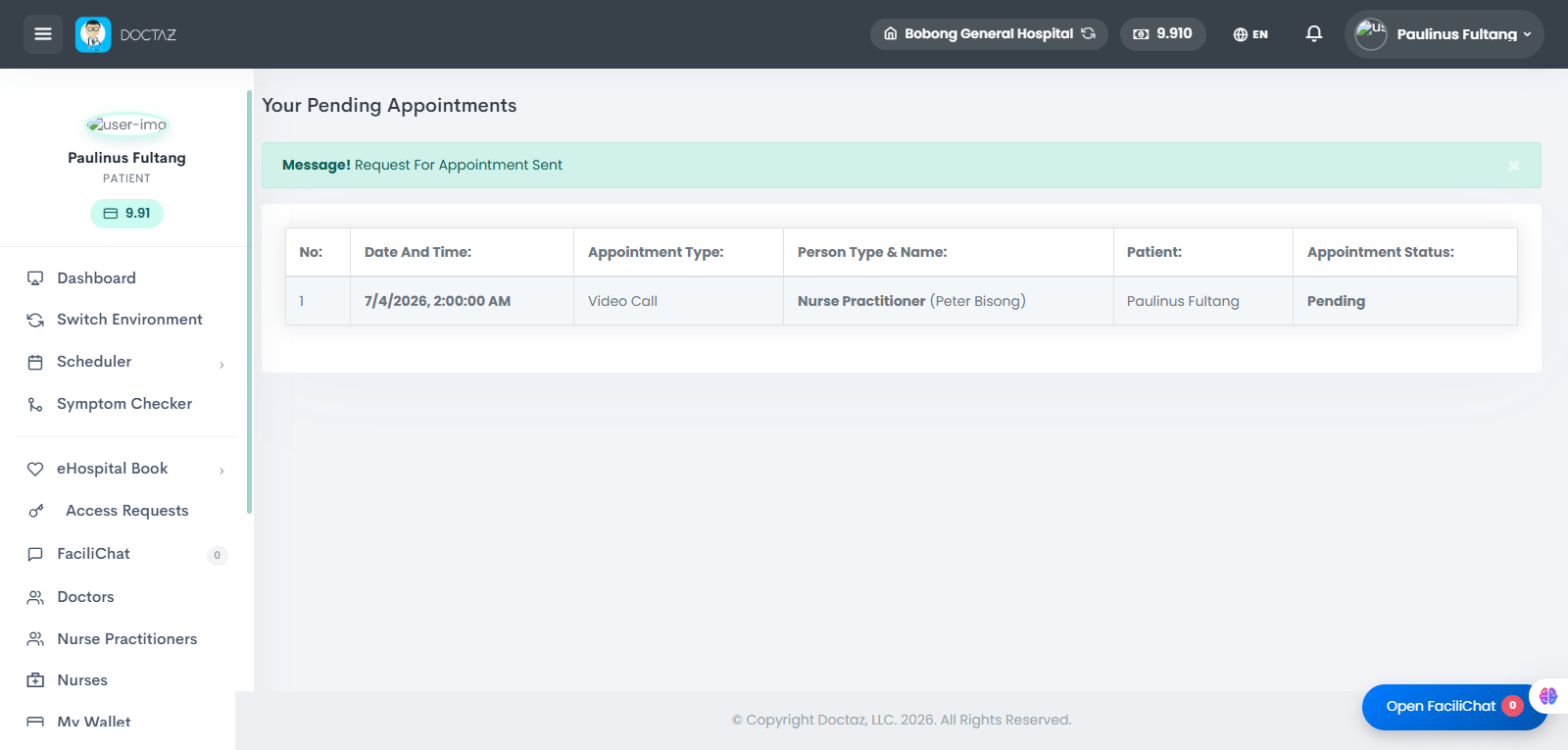 Appointment Request Pending Approval