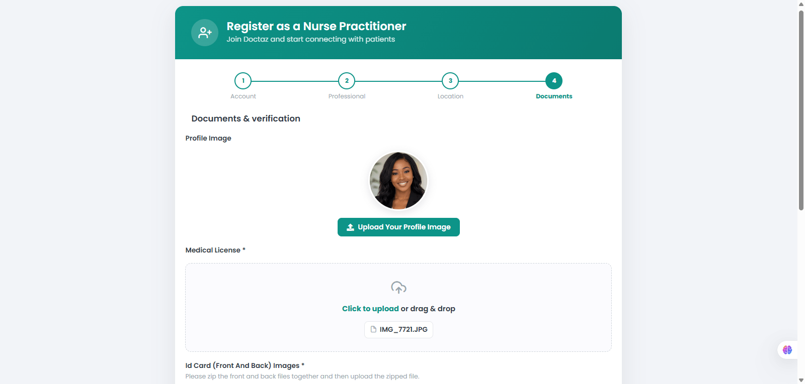 Upload Verification Documents
