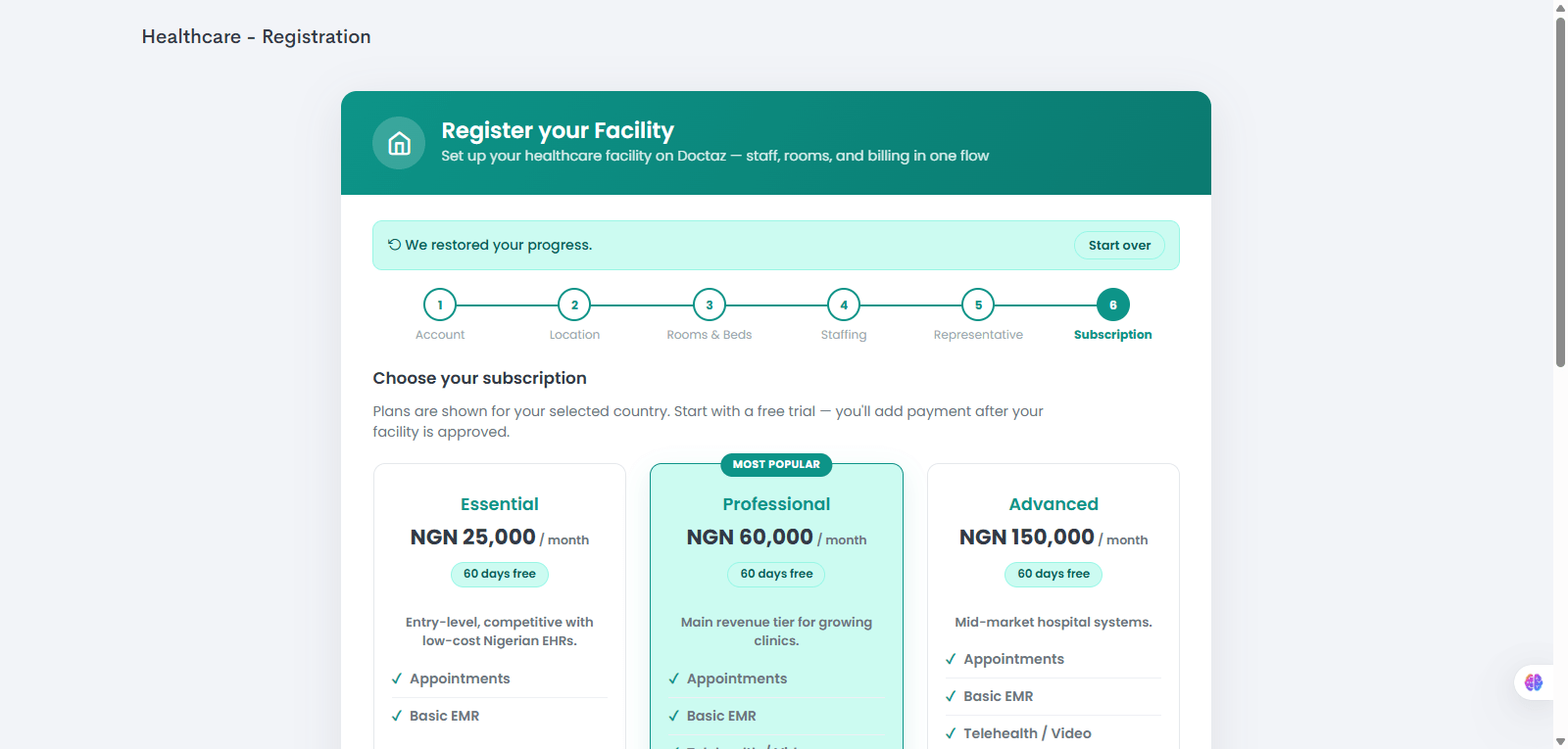 Select Subscription Plan