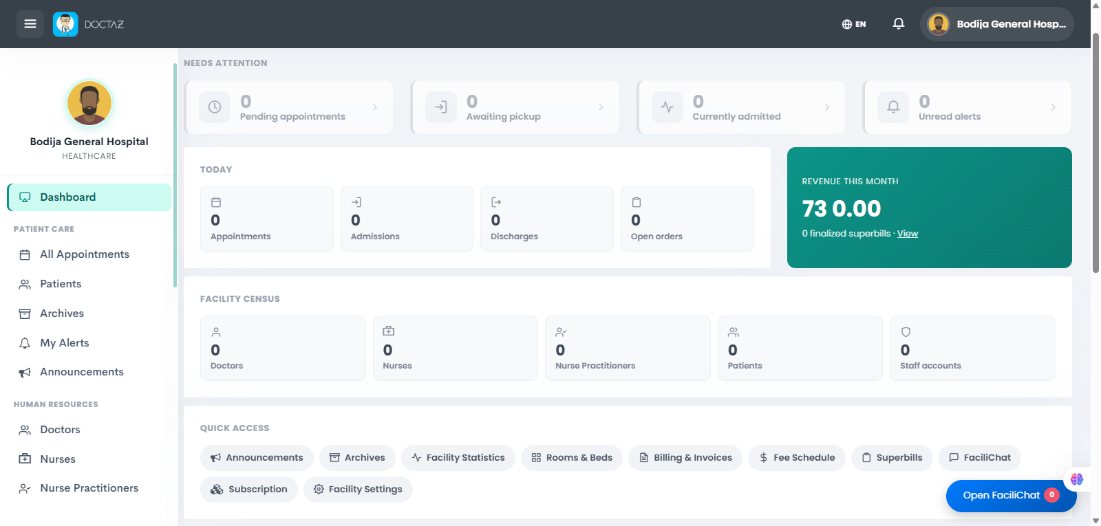 Access Facility Dashboard