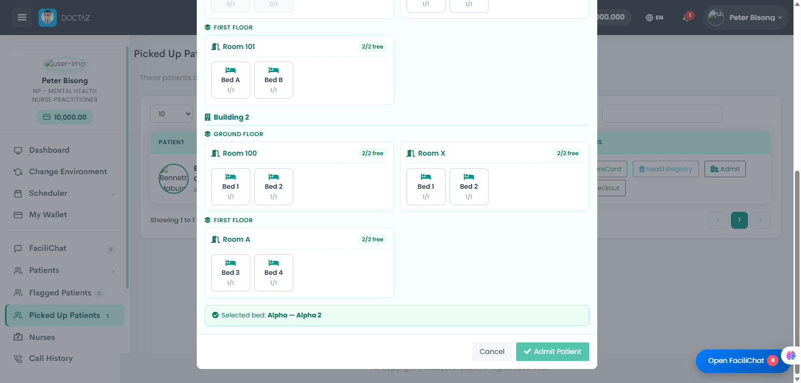 Select a Room and Bed