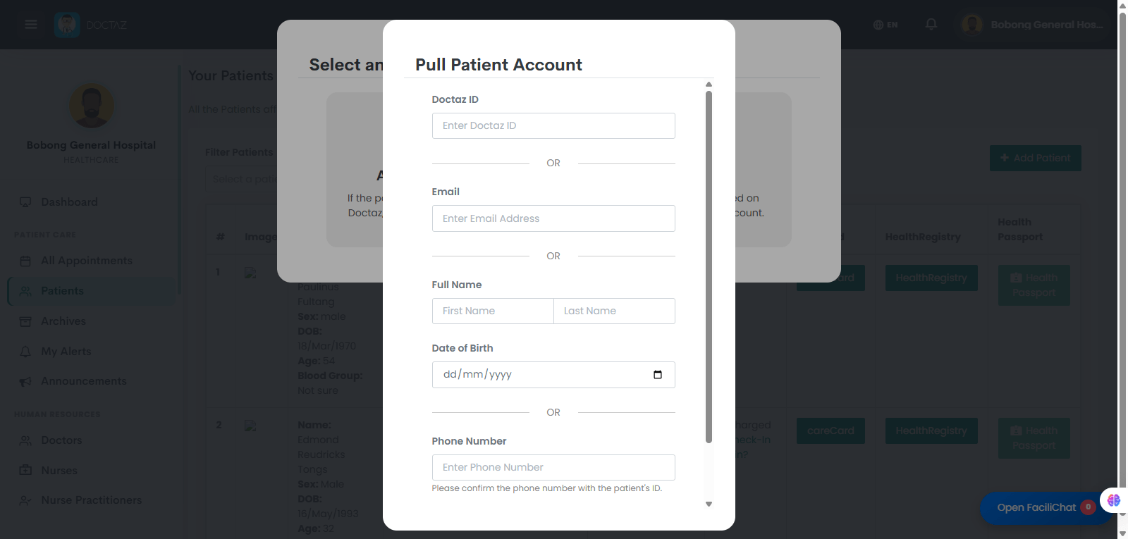Search for an Existing Patient