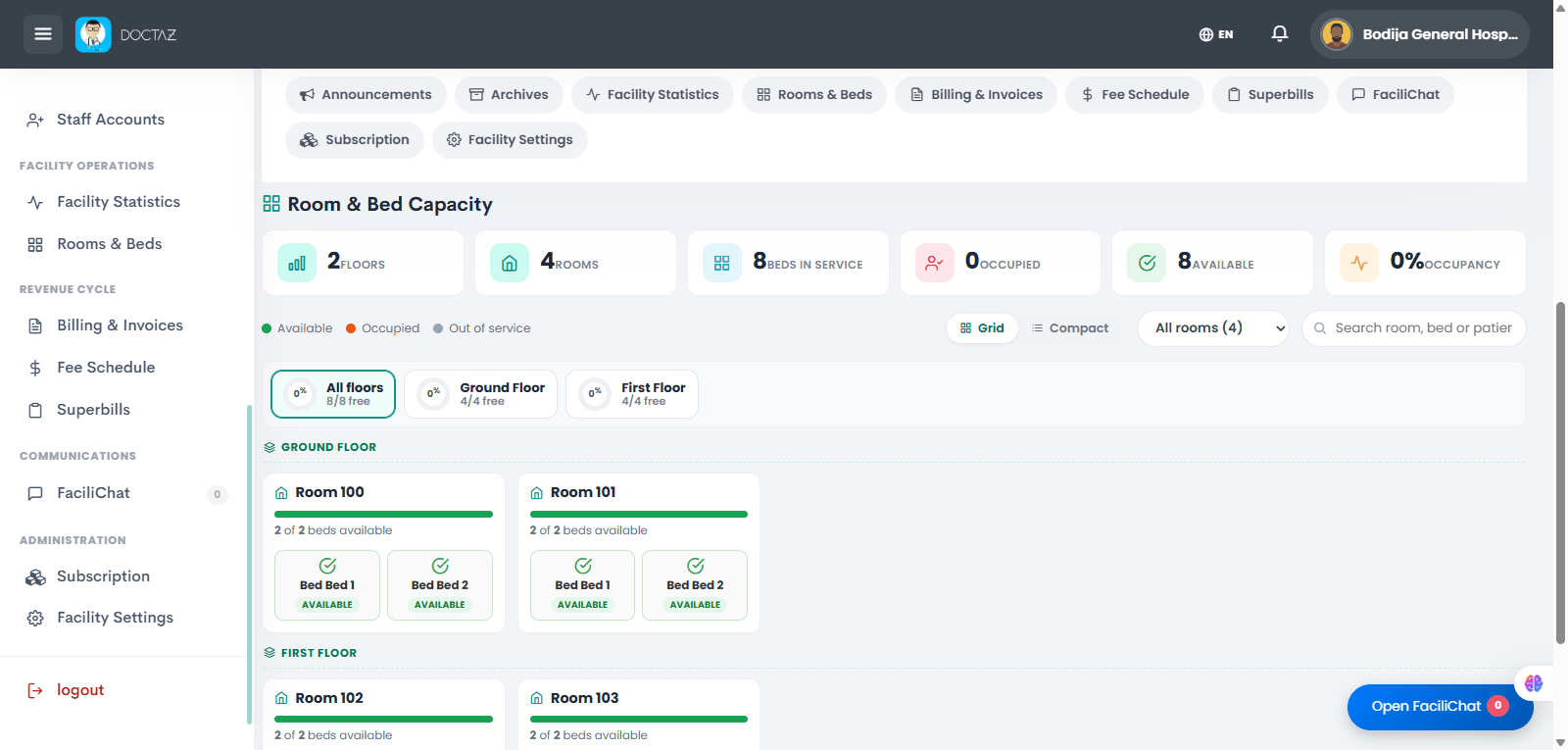 Manage Rooms & Beds